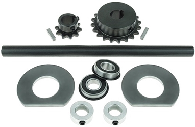 10 Inch Jackshaft Kit with 12 Tooth and 17 Tooth Sprockets for #41 and #420 Chain 