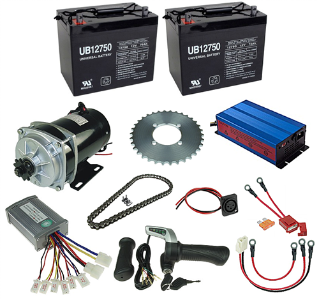 24 Volt 650 Watt Electric Tricycle, Scooter, or Beach Wagon Power Kit 