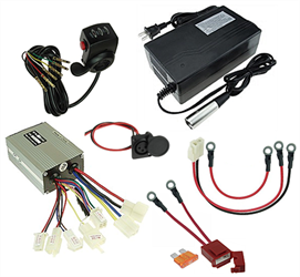 36 Volt 750 Watt Throttle, Controller, Battery Pack Wiring Harness , and Charger Kit 