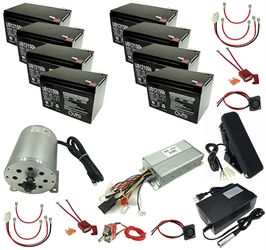 48 Volt 1800 Watt Electric Go Kart Power Kit with Two Battery Packs 