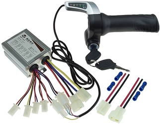 24 Volt 350 Watt Controller and Throttle with Key Switch and Battery Indicator Electric Scooter Kit 