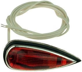Teardrop Shaped Red Turn Signal with 24V Bulb, 2 Inch 