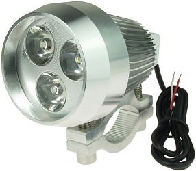 1200 Lumen 3 LED 20-80 Volt 15 Watt Electric Scooter or Bicycle Headlight 