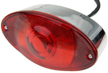 Fender Mount Taillight with Oval Red Lens and Chrome-Plated Body, with 12 Volt 21/5 Watt Bulb 