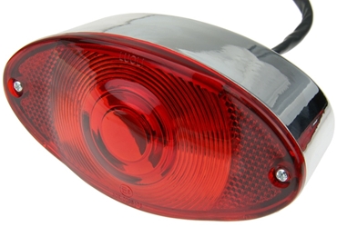 Fender Mount Taillight with Oval Red Lens and Chrome-Plated Body, with 24 Volt 21/5 Watt Bulb 