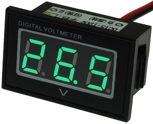 15-120 Volt DC Green LED Digital Voltmeter 