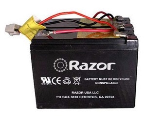 Battery Set with Wiring Harness for Razor Rebellion Chopper Electric Bike, Includes 12 Month Warranty 