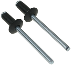 Set of Two 4.8mm x 10mm Blind Rivets with Black Finish 