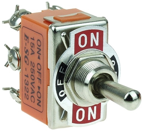 On-Off-On Toggle Switch, DPDT 6-Terminal 