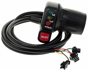 Twist Throttle with Battery Indicator and Red On/Off Push Button Switch for eZip and IZIP Electric Bicycles 
