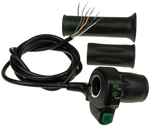 Half Length Twist Throttle with 48 Volt Power Meter and Momentary On/Off Switch 