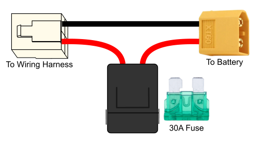 4 Terminal 6.3mm Male Connector to XT60 Female Connector Adapter with Fuse Holder and 30A Fuse 