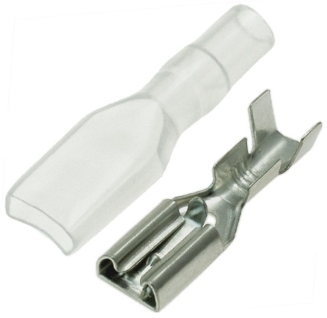 3/16" Tab Terminal Female Connector with Clear Sleeve for 22-16 Gauge Wire 
