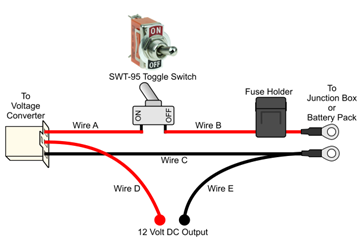 Voltage Converter Wiring Harness with Toggle Switch 