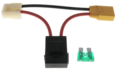 4 Terminal 6.3mm Male Connector to XT90 Female Connector Adapter with Fuse Holder and 30A Fuse 