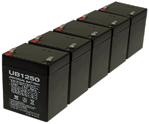 Five Quantity 12 Volt 5 Ah Batteries with 12 Month Warranty (Price Includes $28.70 USPS Priority Mail Flat-Rate Shipping Fee) 