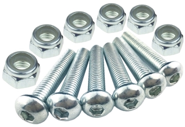 Set of Six 5mm Nickel-Plated Disc Brake Rotor Mounting Bolts with Locknuts for BRK-ADAPTER16 Series Axle Adapters 