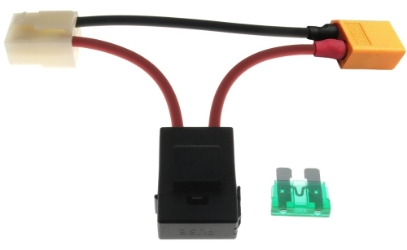 4 Terminal 6.3mm Male Connector to XT60 Female Connector Adapter with Fuse Holder and 30A Fuse 