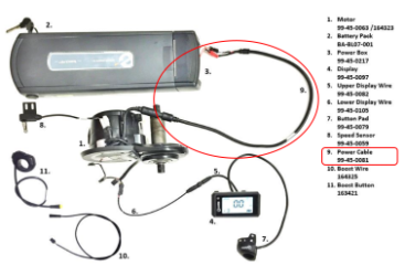 Power Cable for: IZIP: e3 Go and Vibe+ | Raleigh: Retroglide, Sprite, and Tristar (See Compatible Model Years in Description) 