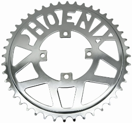 44 Tooth Steel Sprocket for #410 (1/2" x 1/8") Bicycle Chain with F4 Mounting Pattern 