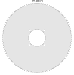 110 Tooth Sprocket for #25 Chain with F4 Mounting Pattern 