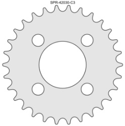 30 Tooth Sprocket for #420 Chain with Custom Mounting Pattern 