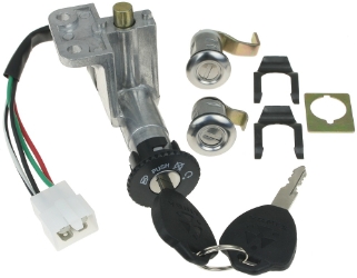 4 Wire 3 Position Key Switch with Handlebar Lock Pin Plus Trunk and Seat Locks 