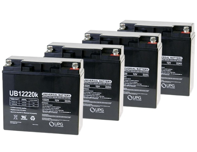 Four Quantity 12 Volt 22Ah Batteries with Bolt Down Terminals and 12 Month Warranty 