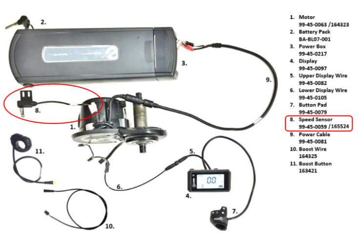 Wheel Speed Sensor for: IZIP: E3 Dash, Edge, Vibe+, and Zuma | Raleigh: Cadent, Retroglide, and Sprite (See Compatible Model Years in Description) 