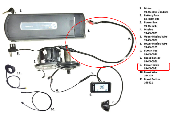 Power Cable for: IZIP: e3 Go and Vibe+ | Raleigh: Retroglide, Sprite, and Tristar (See Compatible Model Years in Description) 