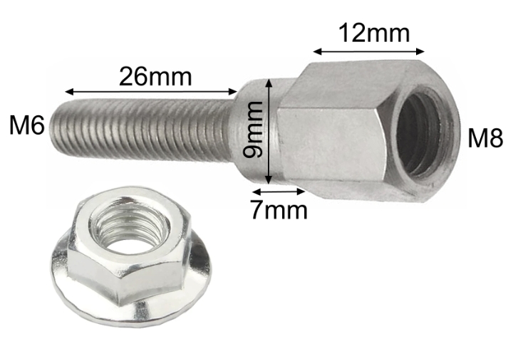 8mm to Long 6mm Mirror Thread Adapter 