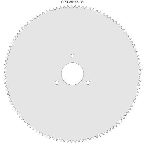 114 Tooth Sprocket for #35 Chain with Custom Mounting Pattern 