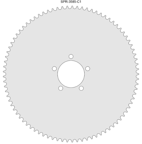 85 Tooth Sprocket for #35 Chain with Custom Mounting Pattern 