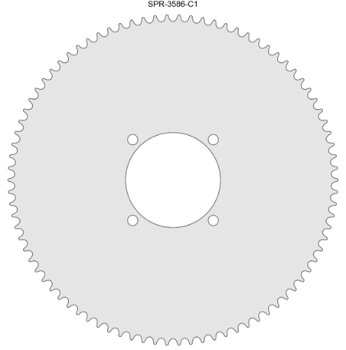 86 Tooth Sprocket for #35 Chain with Custom Mounting Pattern 