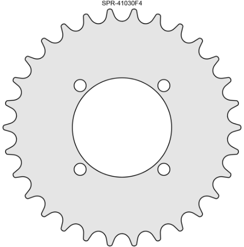 30 Tooth 4-Hole Freewheel Sprocket for 1/2" x 1/8" Bicycle Chain with F4 Mounting Pattern 