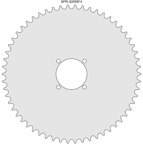 58 Tooth Sprocket for #41 and #420 Chain, Fits 4-Hole Freewheel 