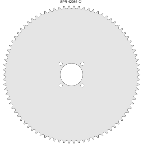 86 Tooth Sprocket for #41 and #420 Chain with Custom Mounting Pattern 