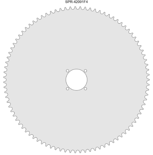 91 Tooth Sprocket for #41 and #420 Chain with F4 Mounting Pattern 