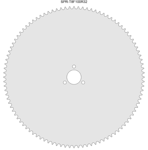 100 Tooth Sprocket for T8F (8mm) Chain with R32 Mounting Pattern 
