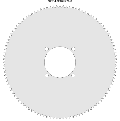 104 Tooth Sprocket for T8F (8mm) Chain with R76-8 Mounting Pattern 