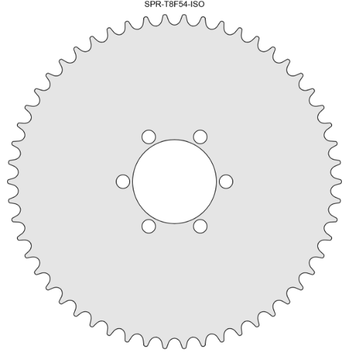 54 Tooth Sprocket for T8F (8mm) Chain with ISO Mounting Pattern 