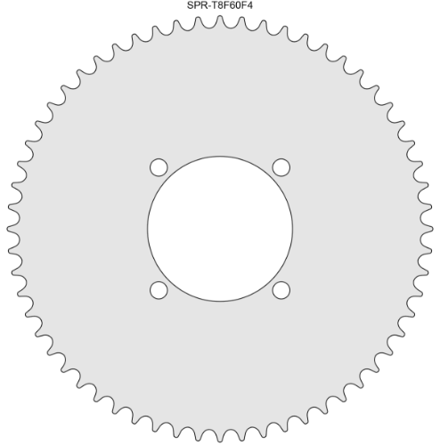 60 Tooth Sprocket for T8F (8mm) Chain with F4 Mounting Pattern 