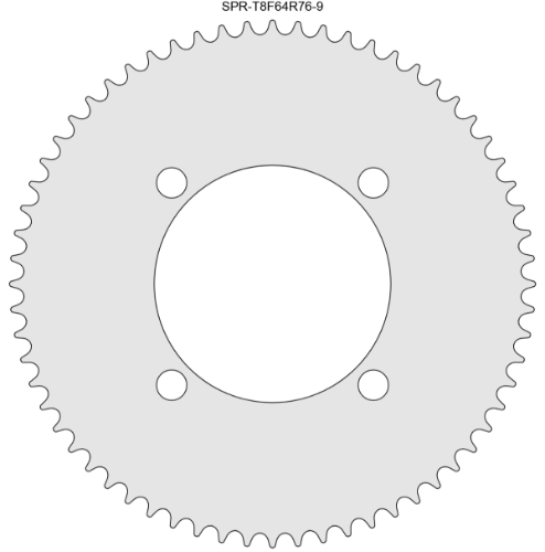64 Tooth Sprocket for T8F (8mm) Chain with R76-9 Mounting Pattern 