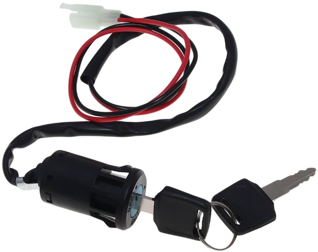 2 Wire Key Switch with Black Plastic Body and 27 Inch Wires, Includes 2 Keys 
