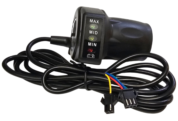 Half Length Twist Throttle with 24 Volt Power Meter, 2 Connectors  