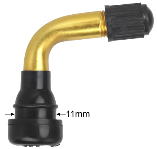 90 Degree Bent Valve Stem with 11mm Seat for Tubeless Tire 